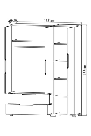 Armoire 3 portes Flora - 137 x 183 x 45 cm
