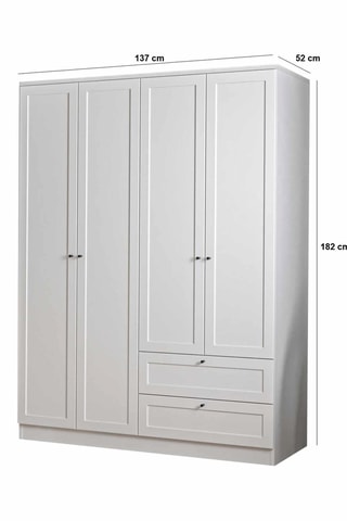 Armoire 4 portes - 137 x 182 x 52 cm