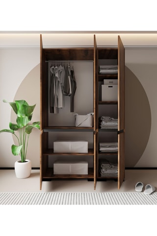 Armoire 6 portes Floransa - 135 x 210 x 52 cm