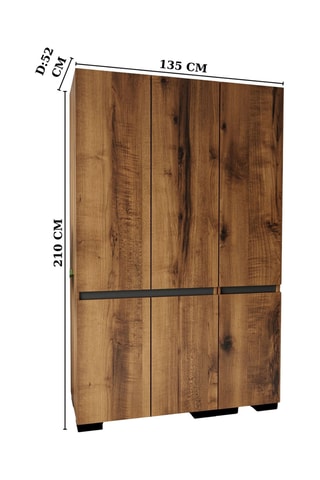 Armoire 6 portes Floransa - 135 x 210 x 52 cm