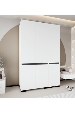 Armoire 6 portes Floransa - 135 x 210 x 52 cm