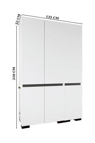 Armoire 6 portes Floransa - 135 x 210 x 52 cm