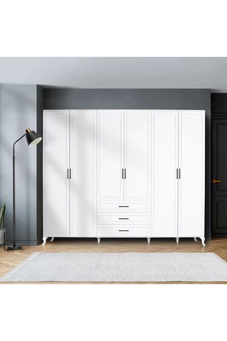 Armoire 6 portes Country - 224 x 240 x 62 cm