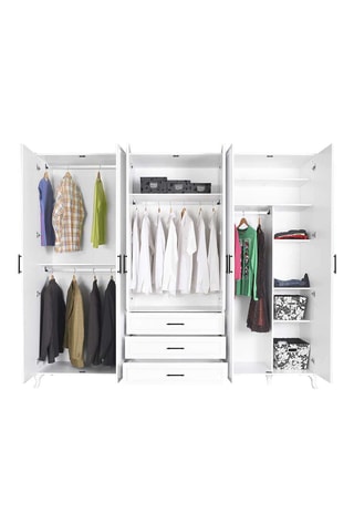 Armoire 6 portes Country - 224 x 240 x 62 cm