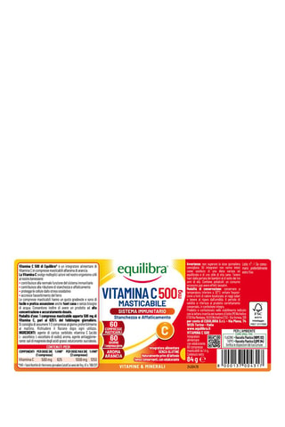 Vitamina C 500 mg Equilibra - 2 x 60 compresse masticabili - 2 cure da 60 giorni