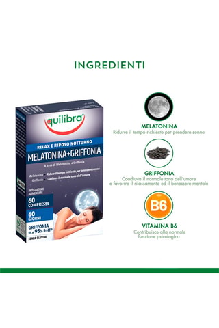 Melatonina + Griffonia Equilibra - 2 x 60 compresse - 2 cure da 60 giorni