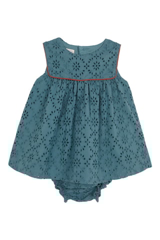 Jurk en Bloomer met Engelse borduursels - Turquoise