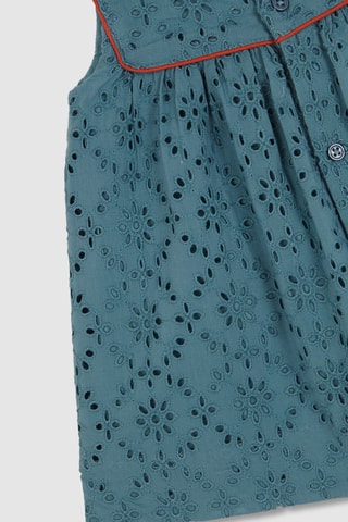 Jurk en Bloomer met Engelse borduursels - Turquoise
