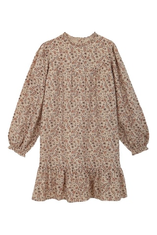 Jurk met Ruches - Beige en bruin