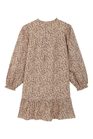 Jurk met Ruches - Beige en bruin