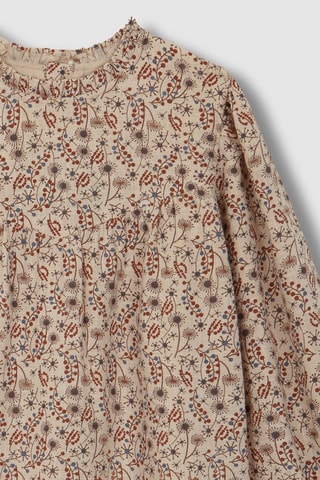 Jurk met Ruches - Beige en bruin