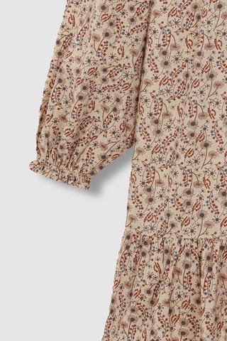 Jurk met Ruches - Beige en bruin