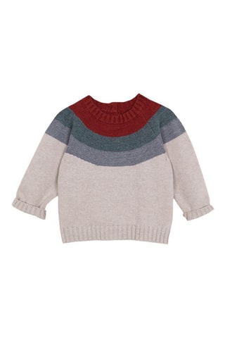 Trui - Beige, rood, groen en grijs