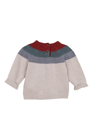 Trui - Beige, rood, groen en grijs