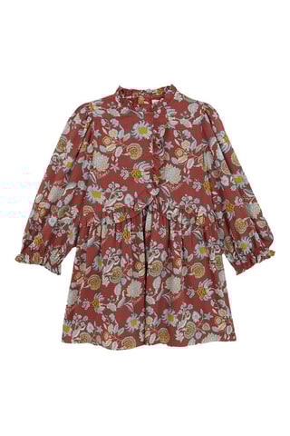 Jurk met Ruches - Rood, blauw en geel