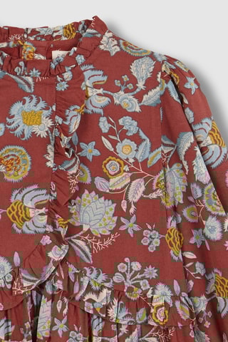 Jurk met Ruches - Rood, blauw en geel