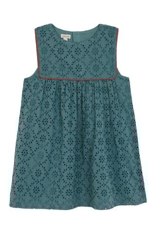 Jurk met Engelse Borduursels - Turquoise