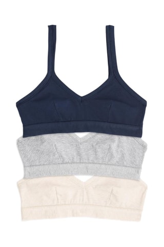3 Bralettes - Beige, marineblauw en grijs