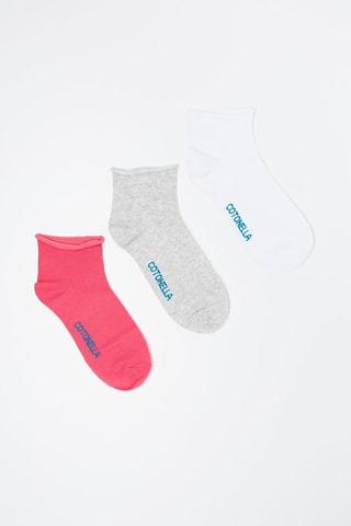 3 paires de chaussettes - Blanc, fuchsia et gris