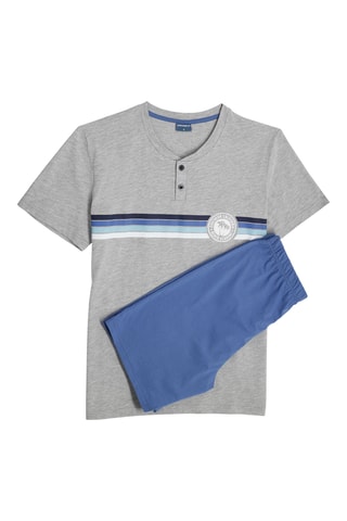 Pyjama - Blauw en Gemêleerd Grijs