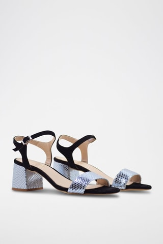 Sandali con tacco in pelle - Nero