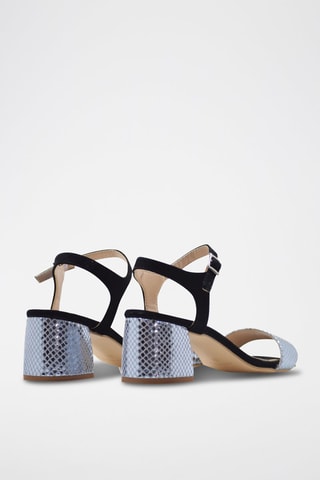 Sandali con tacco in pelle - Nero