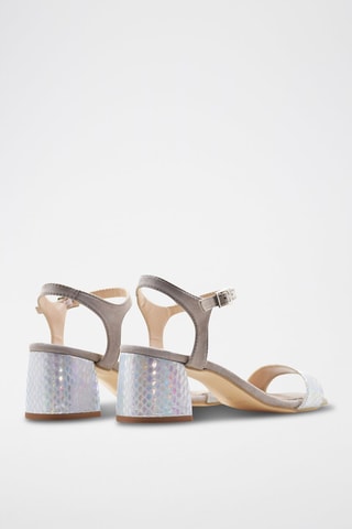 Sandali con tacco in pelle - Argentato