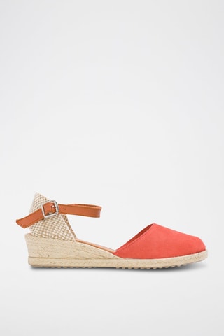 Espadrillas con zeppa in pelle scamosciata - Arancione