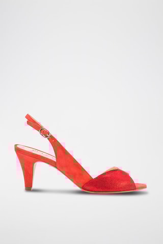 Sandali con tacco in pelle Lidia - Rosso