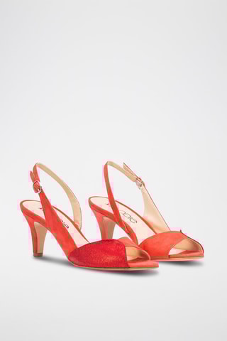 Sandali con tacco in pelle Lidia - Rosso