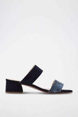 Sandali con tacco in pelle - Nero e blu