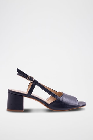 Sandali con tacco in pelle - Blu