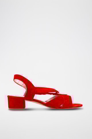 Sandali con tacco in pelle scamosciata - Rosso