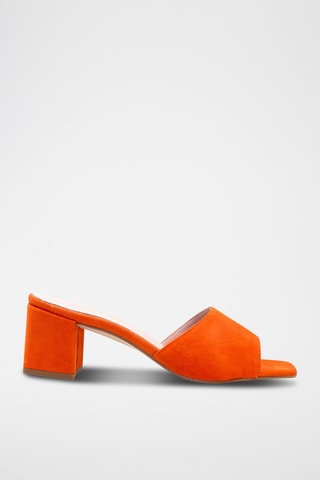 Sandali con tacco in pelle scamosciata - Arancione