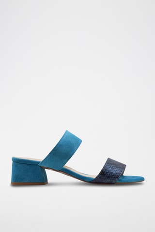 Sandali con tacco in pelle - Nero e blu