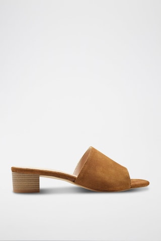 Sandali con tacco in pelle scamosciata - Marrone