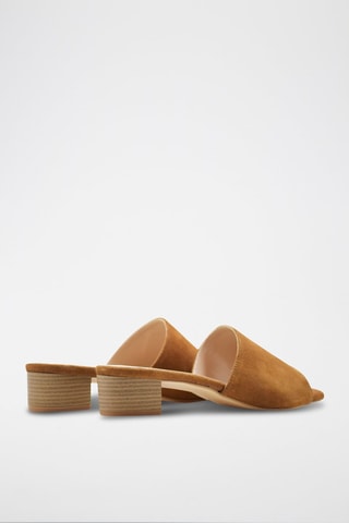 Sandali con tacco in pelle scamosciata - Marrone