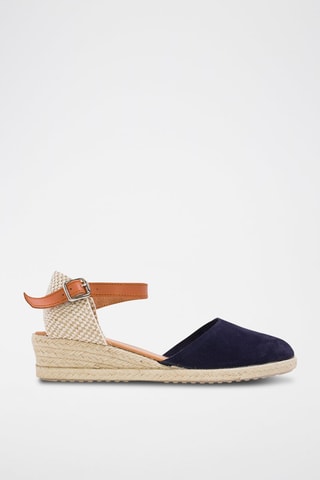 Espadrillas con zeppa in pelle scamosciata - Blu