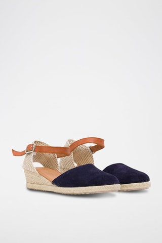 Espadrillas con zeppa in pelle scamosciata - Blu