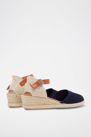 Espadrillas con zeppa in pelle scamosciata - Blu