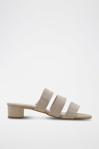 Sandali con tacco in pelle scamosciata - Beige
