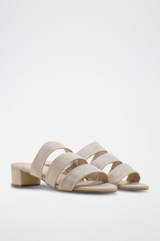 Sandali con tacco in pelle scamosciata - Beige