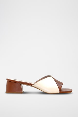 Sandali con tacco in pelle nappa - Beige