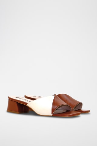 Sandali con tacco in pelle nappa - Beige