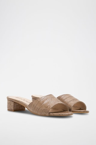 Sandali con tacco in pelle - Beige