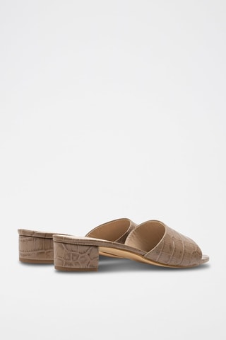 Sandali con tacco in pelle - Beige
