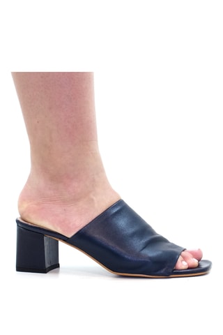 Sandali con tacco in pelle - Navy