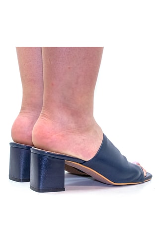 Sandali con tacco in pelle - Navy