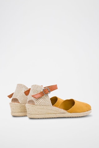 Espadrillas con zeppa in pelle scamosciata - Giallo