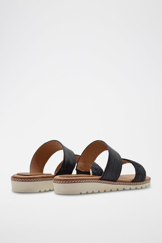 Ciabatte con zeppa in pelle nappa - Nero